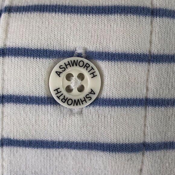Ashworth Weather Systems Men’s Polo  Blue White Stripes Moisture Wicking Large - Picture 15 of 16